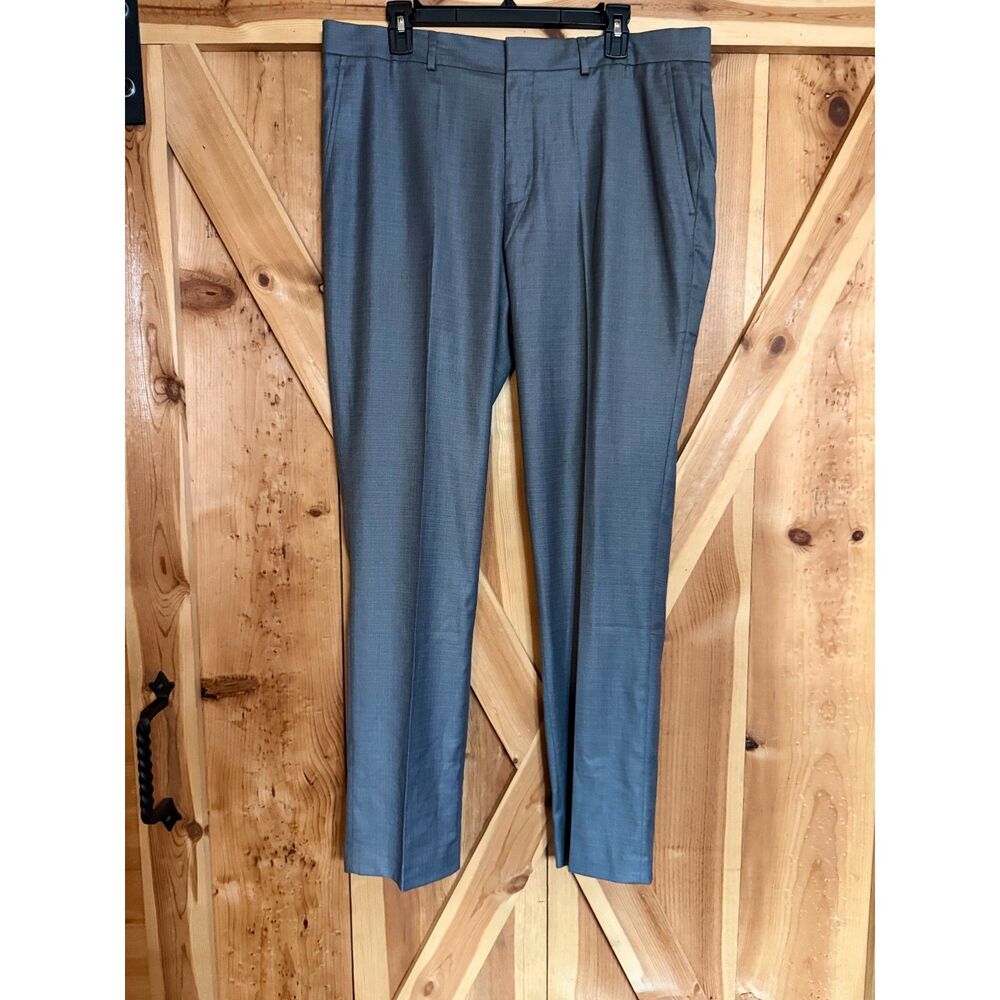 NWT Reaction Kenneth Cole Men Gray Techni-Cole Modern Fit Flex Dress Pants 36x32